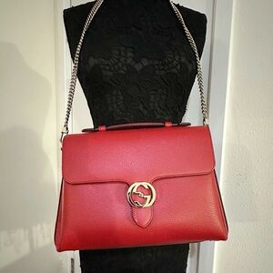 GUCCI GG red leather handbag
